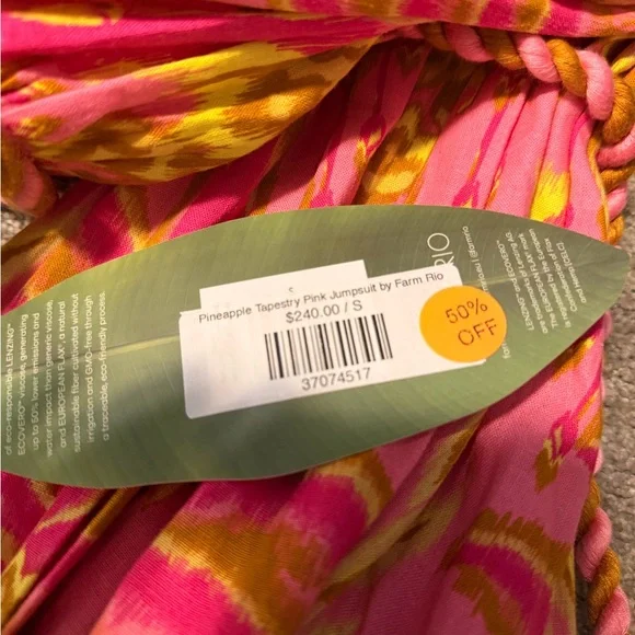 FARM Rio Pineapple Tapestry Pink Jumpsuit- Size Small - Picture 5 of 7